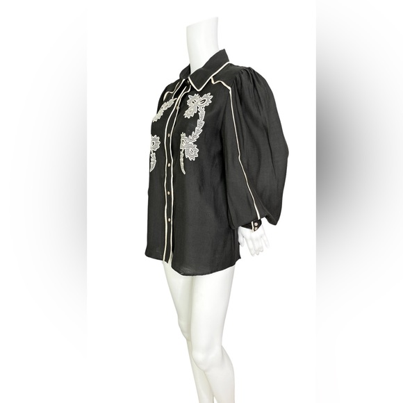 C/Meo Collective Nearby Black Shirt Pearl Snap Long Sleeve Cowgirl Western - Picture 4 of 12